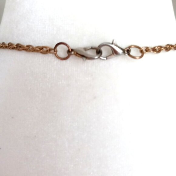 Vintage Black Oval Bead Necklace Tassel Pendant Antiqued Gold Tone 24" Chain - Picture 6 of 7